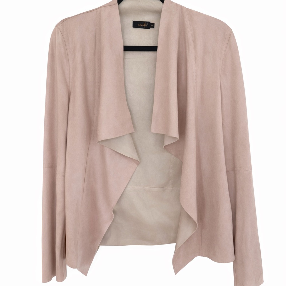 Chic Cream Waterfall Faux Suede Blazer
